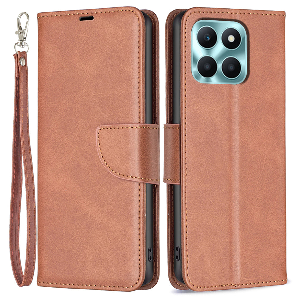 For Honor X6a 4G Case Textured PU Leather Stand Wallet Cell Phone Cover