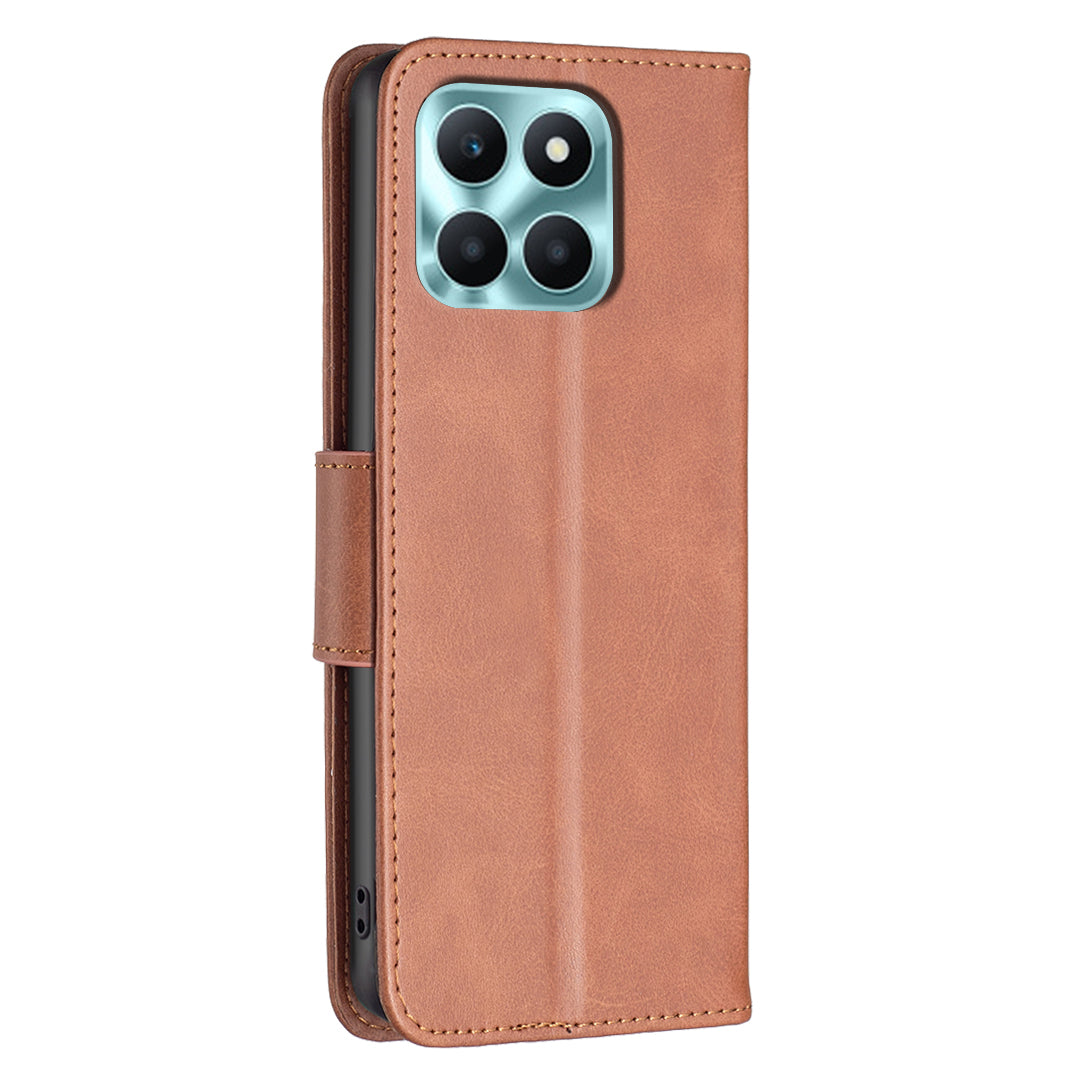 For Honor X6a 4G Case Textured PU Leather Stand Wallet Cell Phone Cover