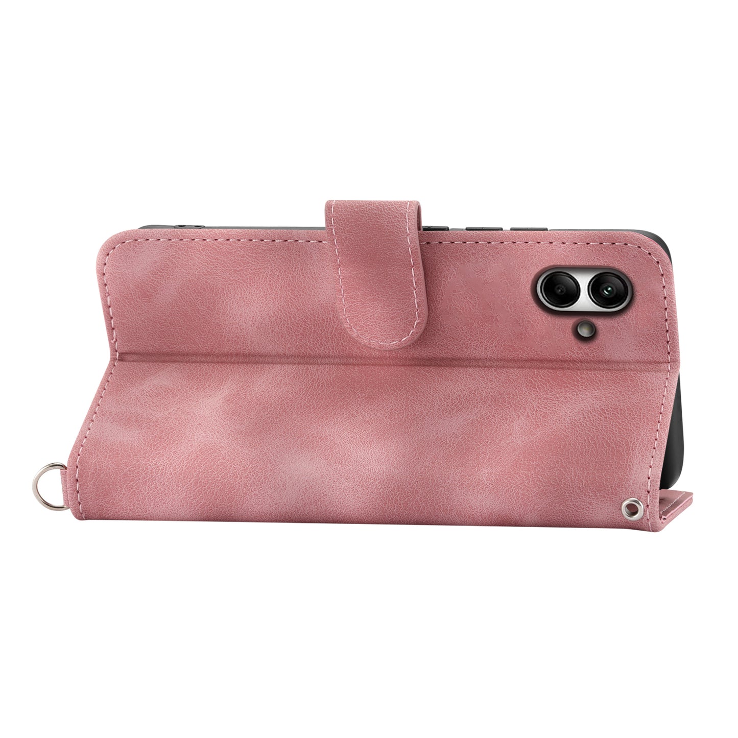 For Samsung Galaxy A05 4G Case PU Leather Flower Imprinted Phone Cover with 2 Straps