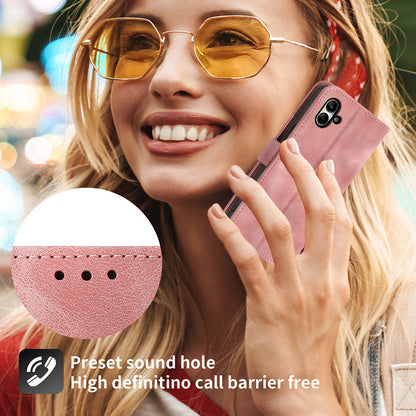 For Samsung Galaxy A05 4G Case PU Leather Flower Imprinted Phone Cover with 2 Straps