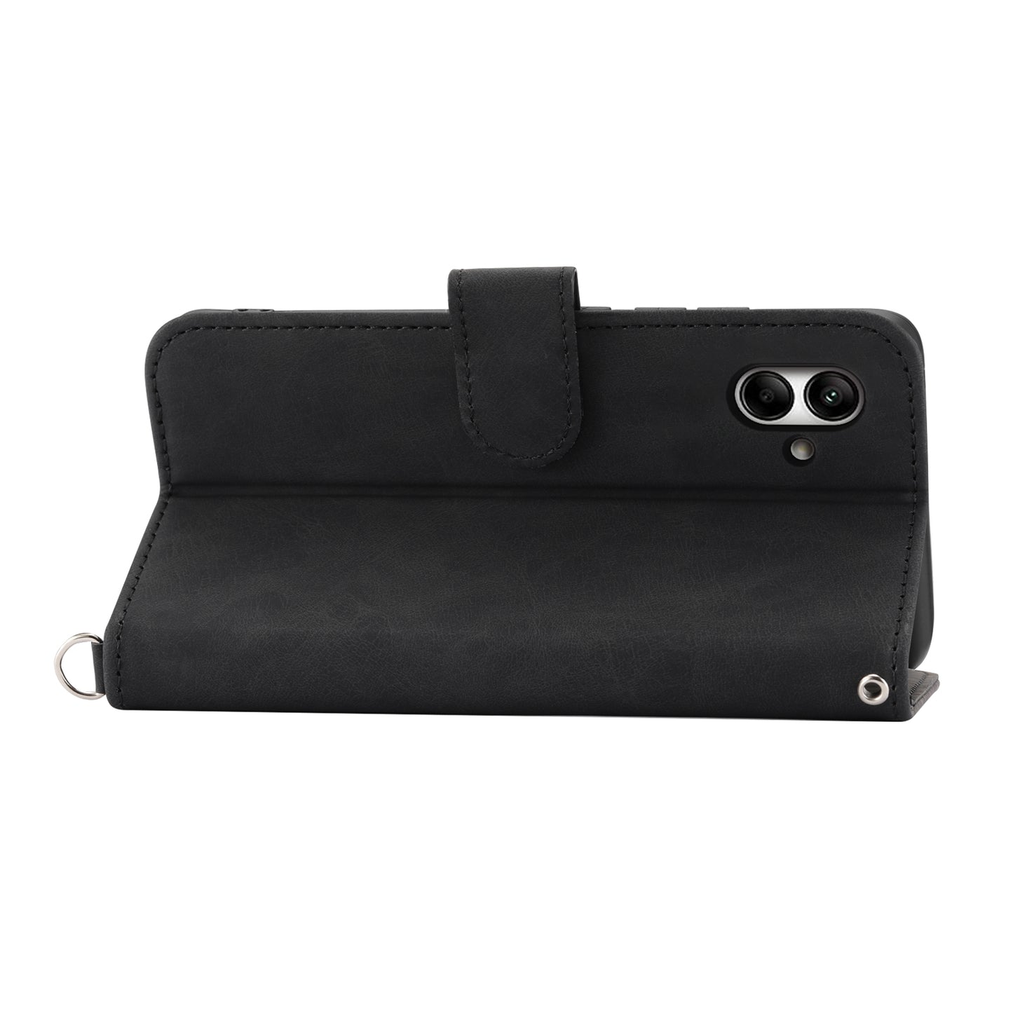 For Samsung Galaxy A05 4G Case PU Leather Flower Imprinted Phone Cover with 2 Straps