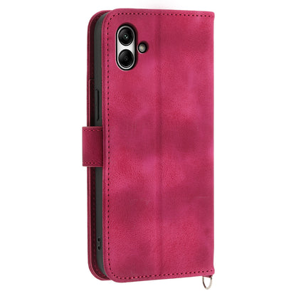 For Samsung Galaxy A05 4G Case PU Leather Flower Imprinted Phone Cover with 2 Straps