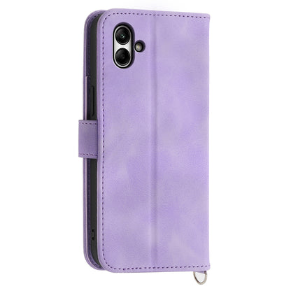 For Samsung Galaxy A05 4G Case PU Leather Flower Imprinted Phone Cover with 2 Straps