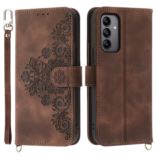 For Samsung Galaxy A05s 4G Leather Case Imprinted Stand Wallet Phone Cover with 2 Straps