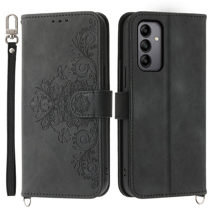 For Samsung Galaxy A05s 4G Leather Case Imprinted Stand Wallet Phone Cover with 2 Straps