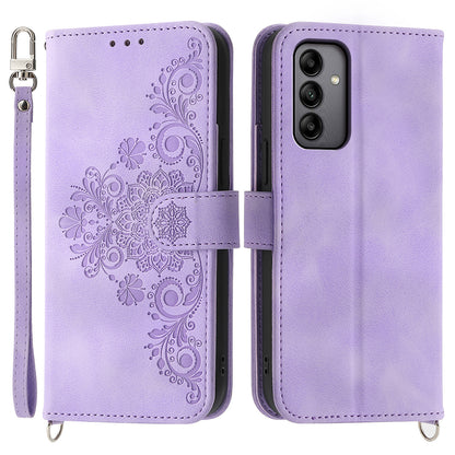 For Samsung Galaxy A05s 4G Leather Case Imprinted Stand Wallet Phone Cover with 2 Straps