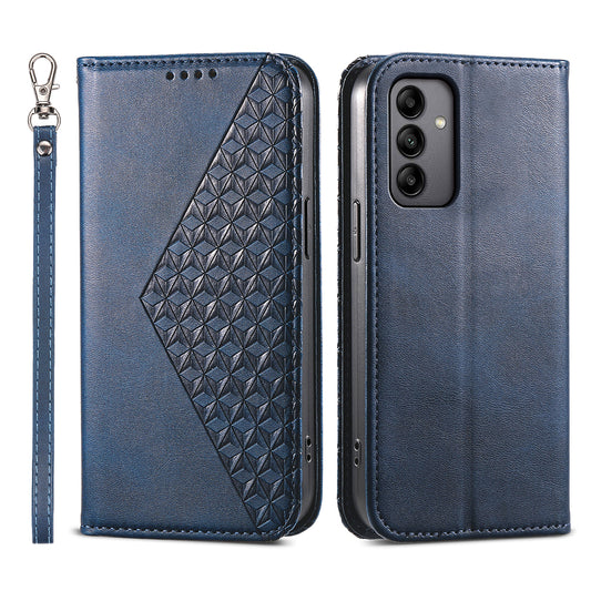 For Samsung Galaxy A05s 4G Case Imprinted Rhombus Pattern Wallet Stand Phone Cover