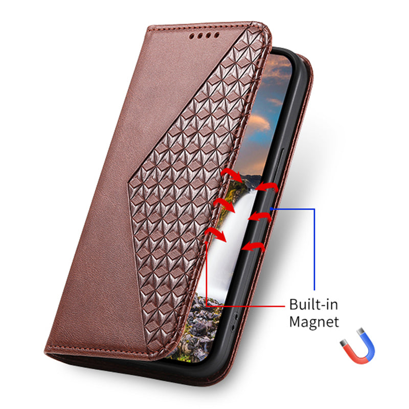 For Samsung Galaxy A05s 4G Case Imprinted Rhombus Pattern Wallet Stand Phone Cover