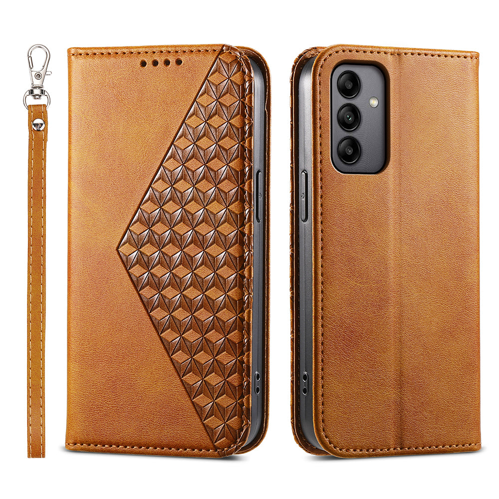 For Samsung Galaxy A05s 4G Case Imprinted Rhombus Pattern Wallet Stand Phone Cover