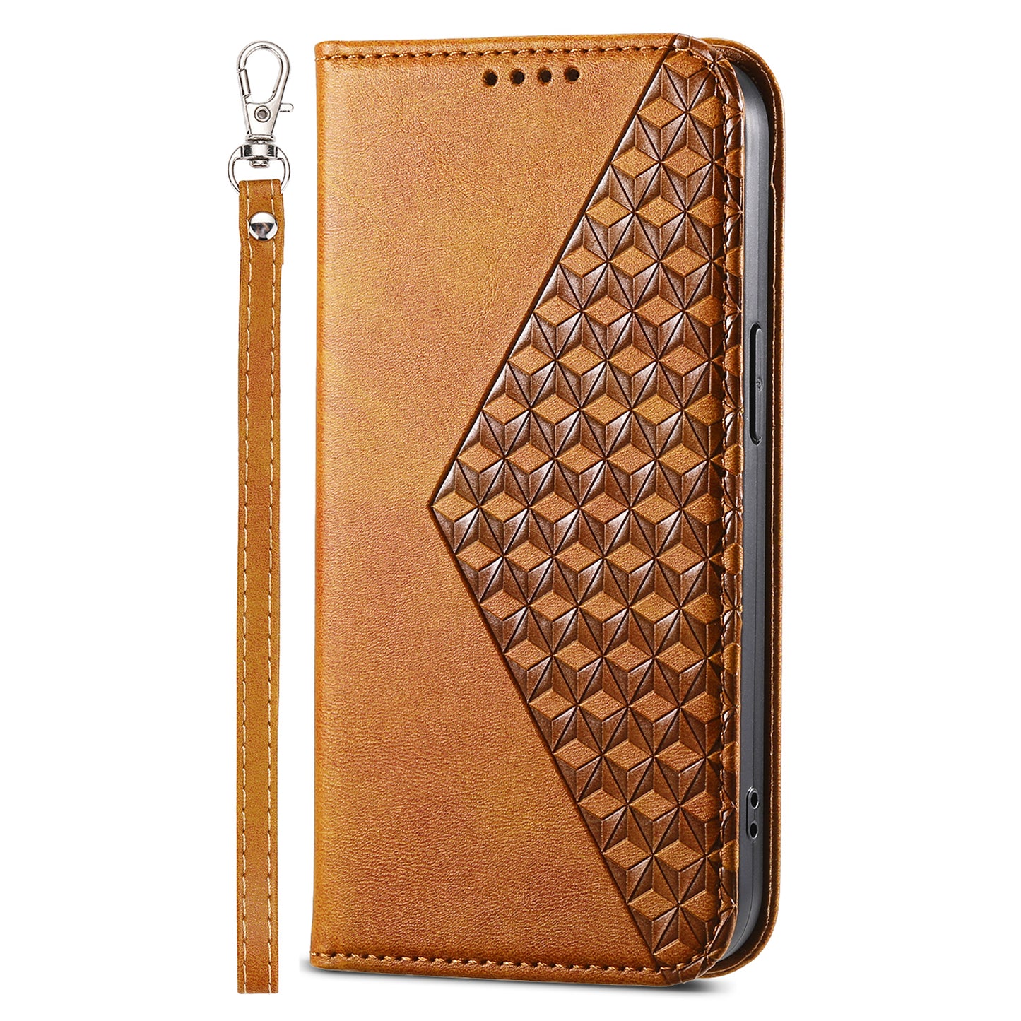 For Samsung Galaxy A05s 4G Case Imprinted Rhombus Pattern Wallet Stand Phone Cover