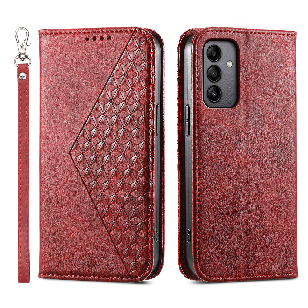 For Samsung Galaxy A05s 4G Case Imprinted Rhombus Pattern Wallet Stand Phone Cover