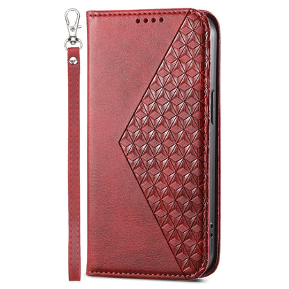For Samsung Galaxy A05s 4G Case Imprinted Rhombus Pattern Wallet Stand Phone Cover