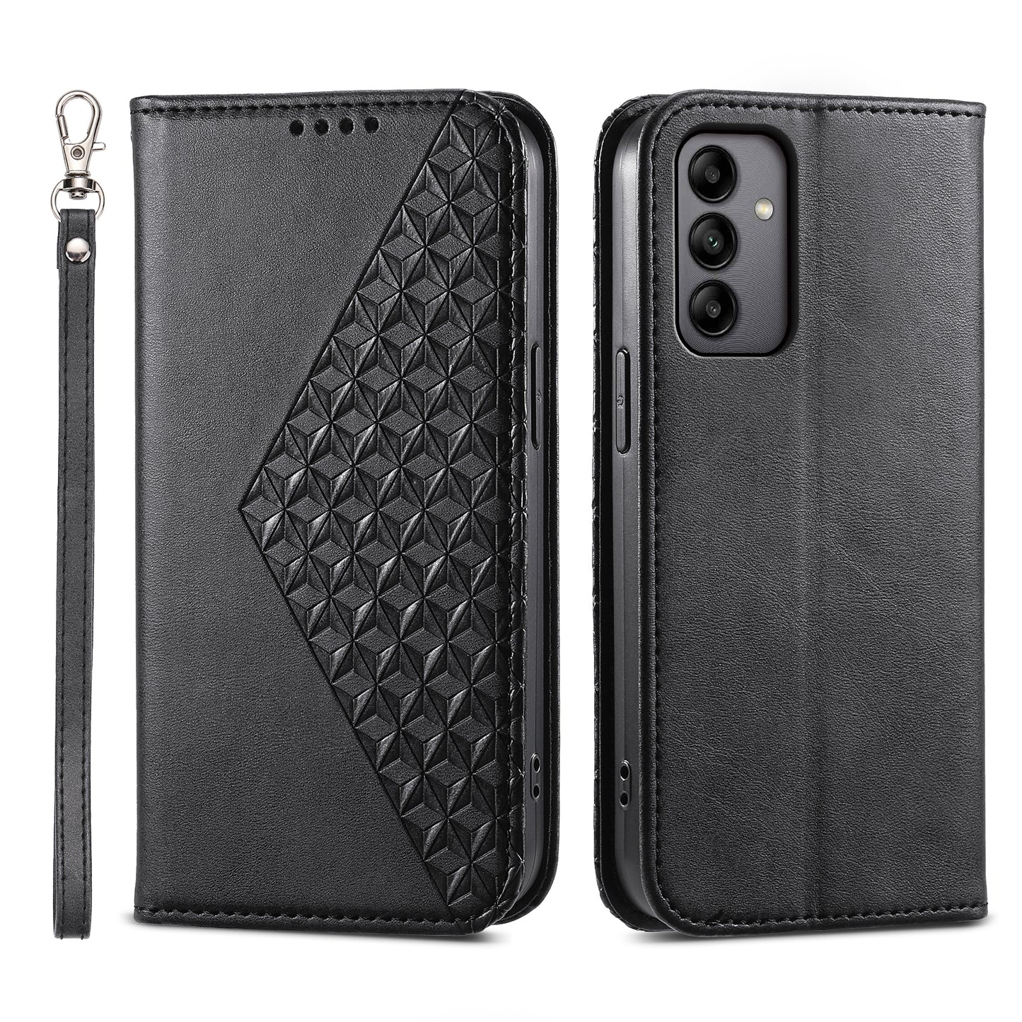 For Samsung Galaxy A05s 4G Case Imprinted Rhombus Pattern Wallet Stand Phone Cover