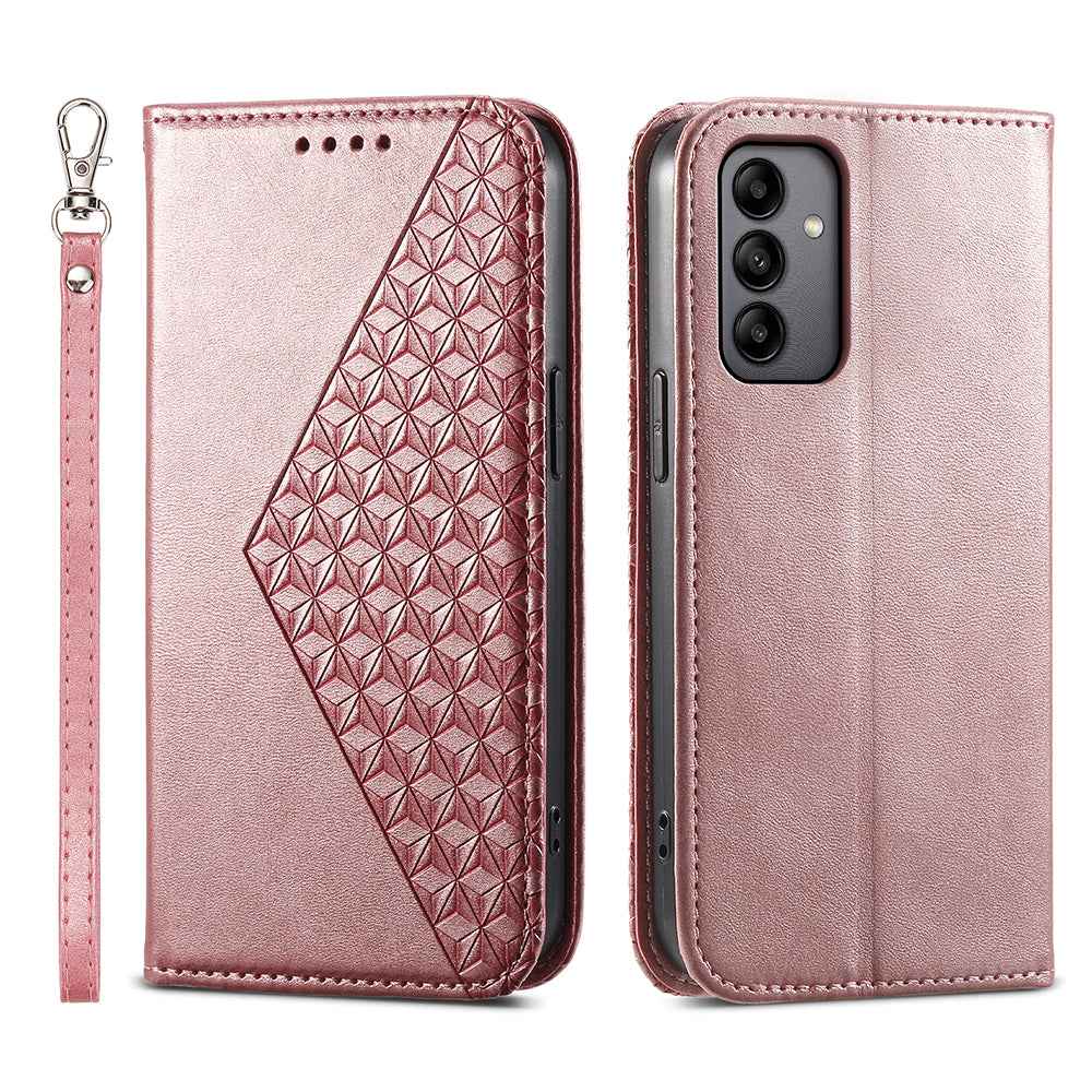 For Samsung Galaxy A05s 4G Case Imprinted Rhombus Pattern Wallet Stand Phone Cover