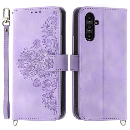 For Samsung Galaxy A15 4G Case Skin-touch Leather Phone Cover with Hand Strap + Shoulder Strap