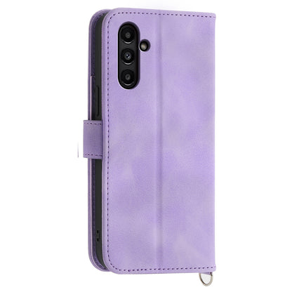 For Samsung Galaxy A15 4G Case Skin-touch Leather Phone Cover with Hand Strap + Shoulder Strap