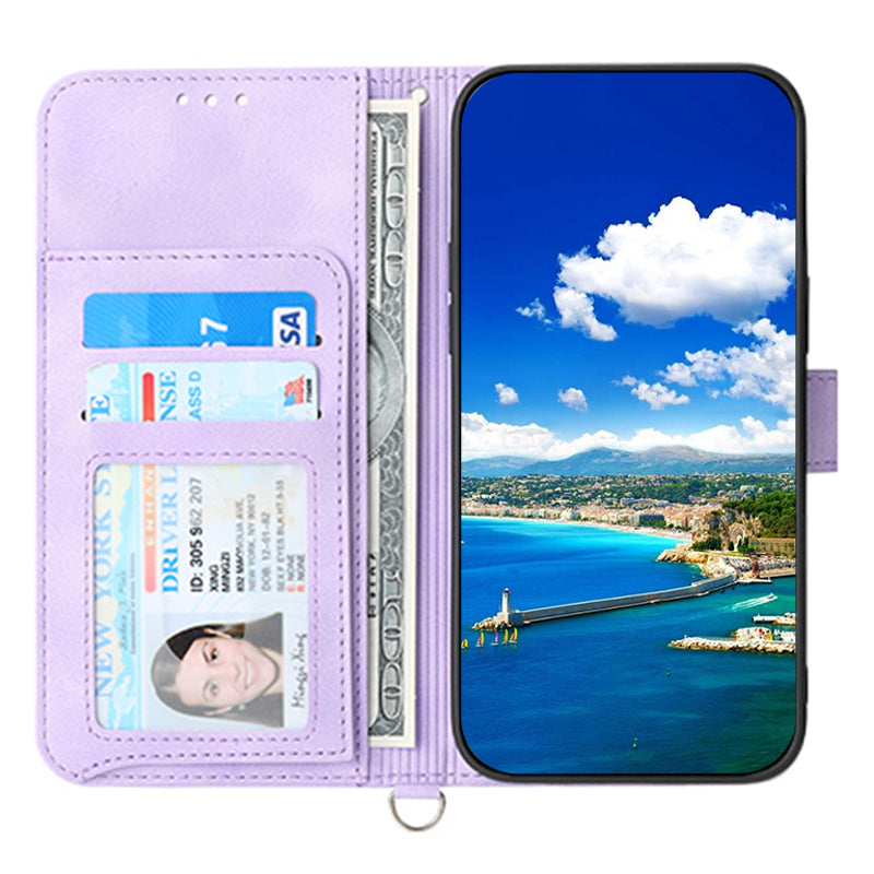 For Samsung Galaxy A15 4G Case Skin-touch Leather Phone Cover with Hand Strap + Shoulder Strap