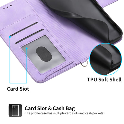 For Samsung Galaxy A15 4G Case Skin-touch Leather Phone Cover with Hand Strap + Shoulder Strap