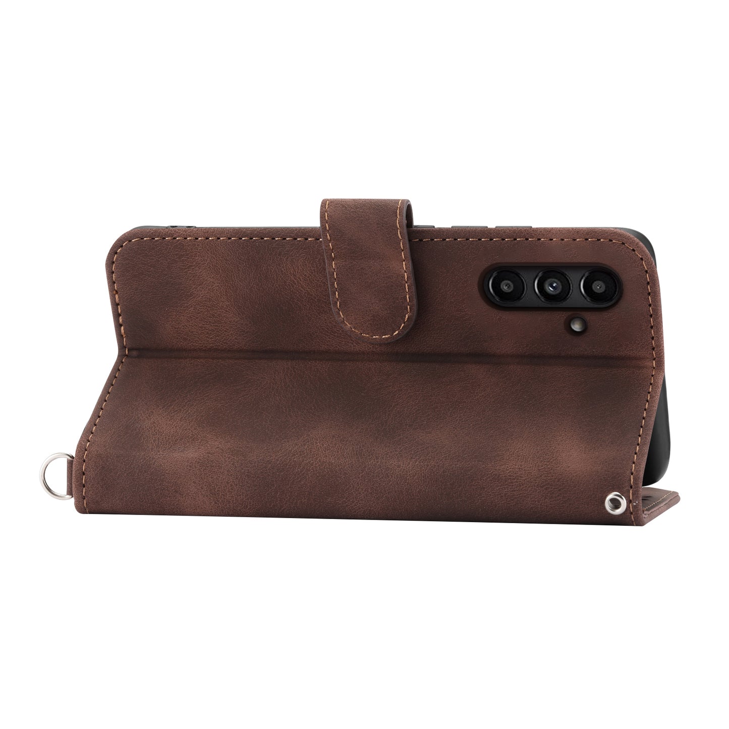 For Samsung Galaxy A15 4G Case Skin-touch Leather Phone Cover with Hand Strap + Shoulder Strap