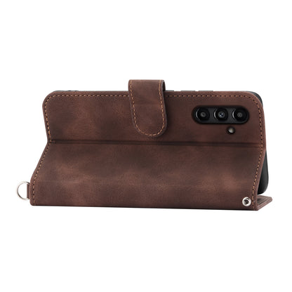 For Samsung Galaxy A15 4G Case Skin-touch Leather Phone Cover with Hand Strap + Shoulder Strap
