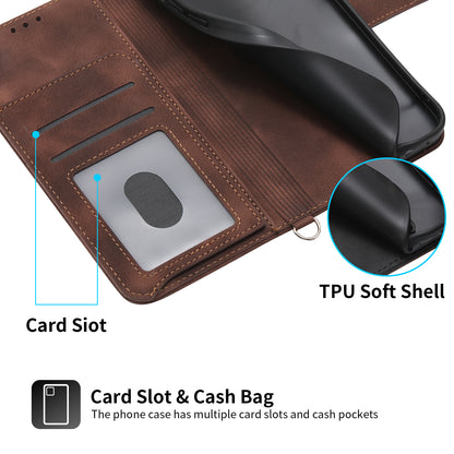 For Samsung Galaxy A15 4G Case Skin-touch Leather Phone Cover with Hand Strap + Shoulder Strap