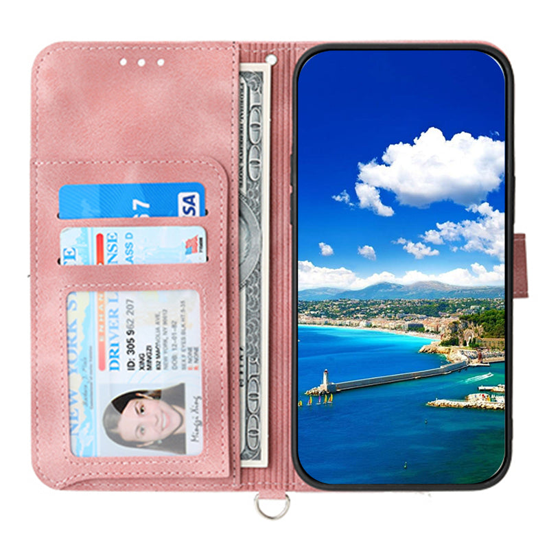 For Samsung Galaxy A15 4G Case Skin-touch Leather Phone Cover with Hand Strap + Shoulder Strap