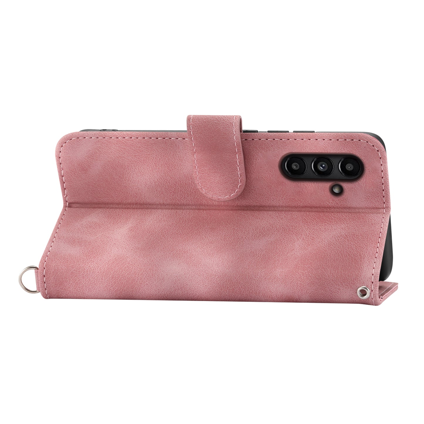 For Samsung Galaxy A15 4G Case Skin-touch Leather Phone Cover with Hand Strap + Shoulder Strap