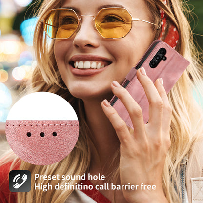 For Samsung Galaxy A15 4G Case Skin-touch Leather Phone Cover with Hand Strap + Shoulder Strap