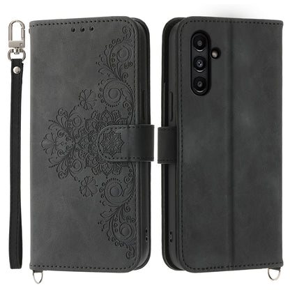 For Samsung Galaxy A15 4G Case Skin-touch Leather Phone Cover with Hand Strap + Shoulder Strap