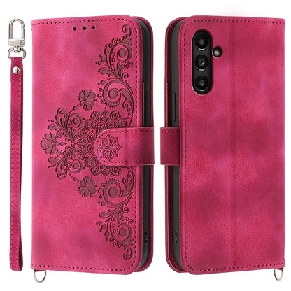 For Samsung Galaxy A15 4G Case Skin-touch Leather Phone Cover with Hand Strap + Shoulder Strap