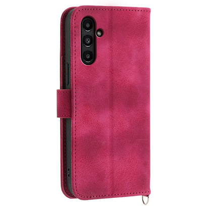 For Samsung Galaxy A15 4G Case Skin-touch Leather Phone Cover with Hand Strap + Shoulder Strap