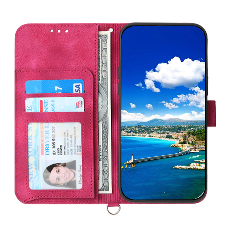For Samsung Galaxy A15 4G Case Skin-touch Leather Phone Cover with Hand Strap + Shoulder Strap