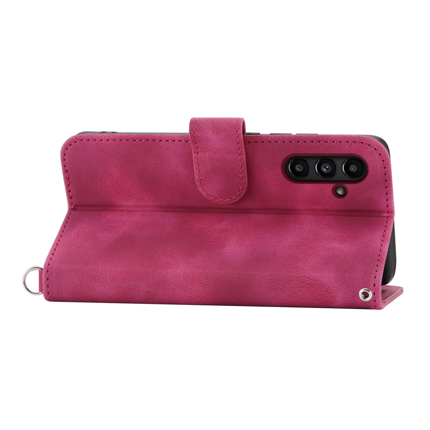 For Samsung Galaxy A15 4G Case Skin-touch Leather Phone Cover with Hand Strap + Shoulder Strap