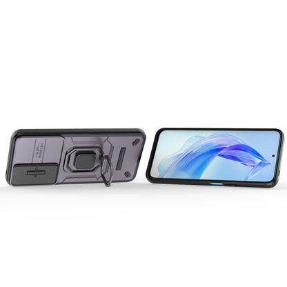 For Honor 90 Lite 5G / X50i 5G Case PC+TPU Slide Camera Lid Phone Cover with Kickstand