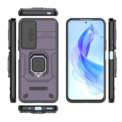 For Honor 90 Lite 5G / X50i 5G Case PC+TPU Slide Camera Lid Phone Cover with Kickstand