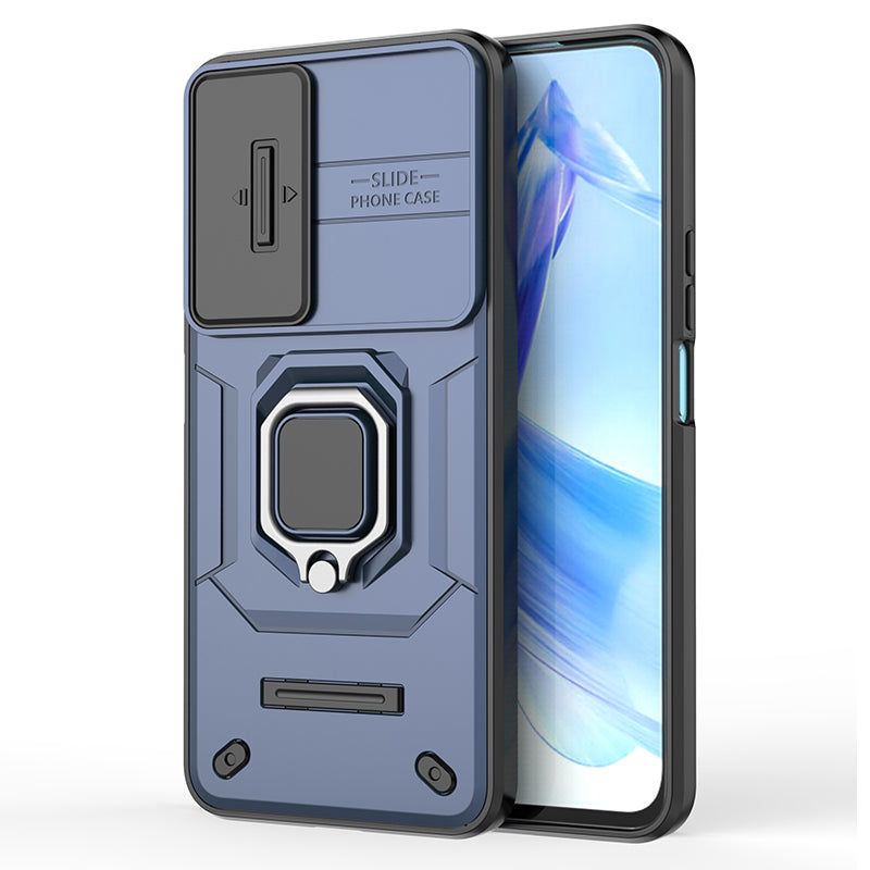 For Honor 90 Lite 5G / X50i 5G Case PC+TPU Slide Camera Lid Phone Cover with Kickstand