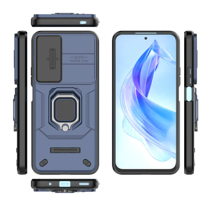 For Honor 90 Lite 5G / X50i 5G Case PC+TPU Slide Camera Lid Phone Cover with Kickstand