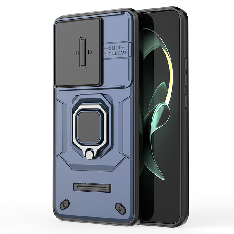 For Xiaomi Redmi K60 Ultra / 13T / 13T Pro Back Cover Slide Lens Lid PC+TPU Kickstand Phone Case