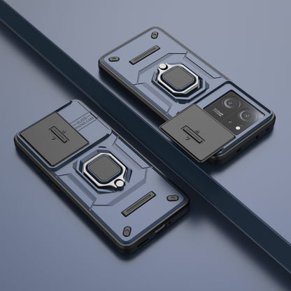 For Xiaomi Redmi K60 Ultra / 13T / 13T Pro Back Cover Slide Lens Lid PC+TPU Kickstand Phone Case