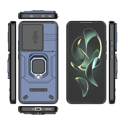 For Xiaomi Redmi K60 Ultra / 13T / 13T Pro Back Cover Slide Lens Lid PC+TPU Kickstand Phone Case