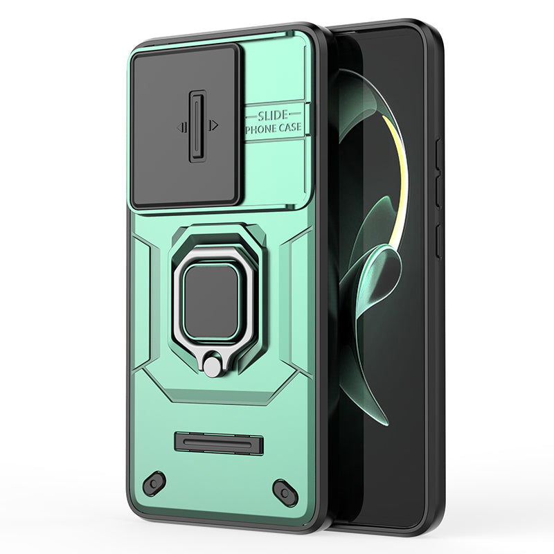 For Xiaomi Redmi K60 Ultra / 13T / 13T Pro Back Cover Slide Lens Lid PC+TPU Kickstand Phone Case