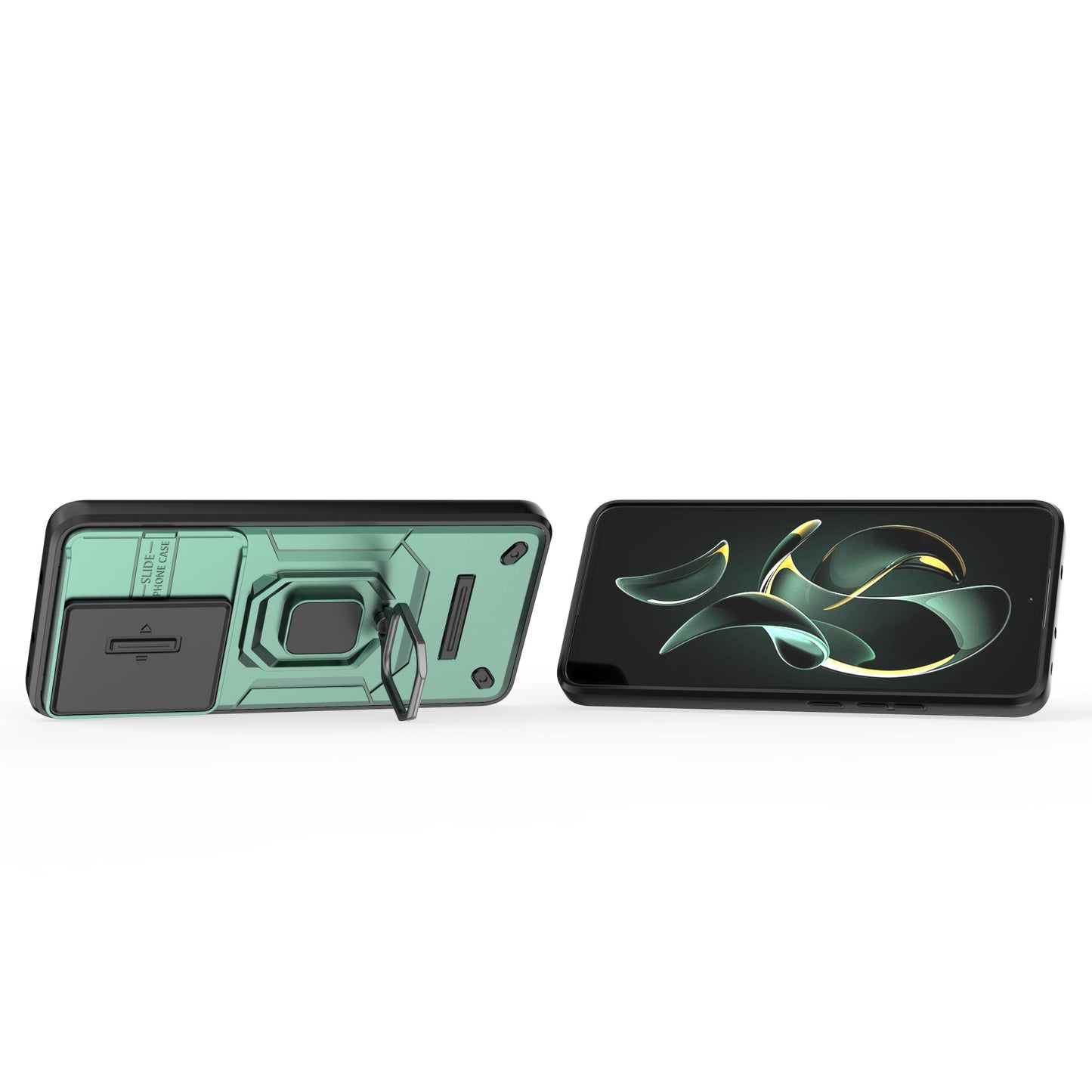 For Xiaomi Redmi K60 Ultra / 13T / 13T Pro Back Cover Slide Lens Lid PC+TPU Kickstand Phone Case