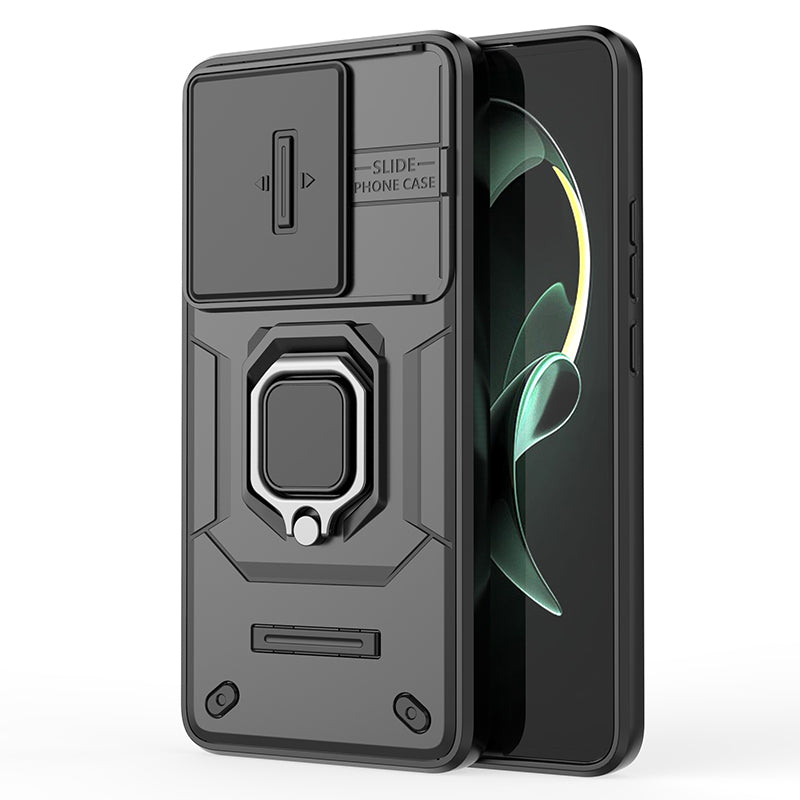 For Xiaomi Redmi K60 Ultra / 13T / 13T Pro Back Cover Slide Lens Lid PC+TPU Kickstand Phone Case