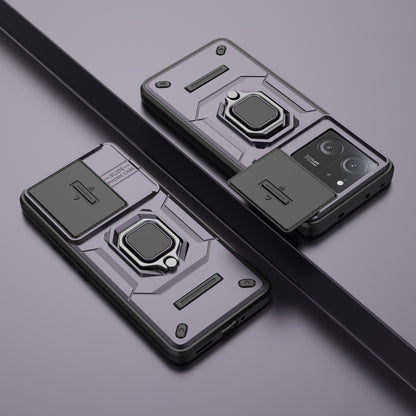 For Xiaomi Redmi K60 Ultra / 13T / 13T Pro Back Cover Slide Lens Lid PC+TPU Kickstand Phone Case