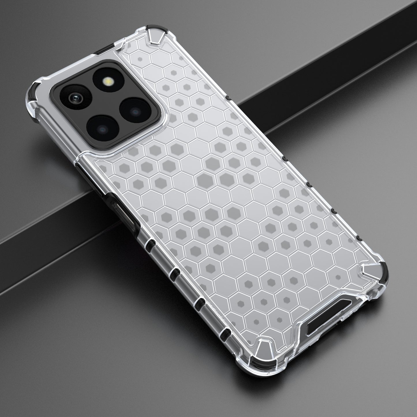 For Honor X6a 4G Case Honeycomb Texture TPU+PC Mobile Phone Cover