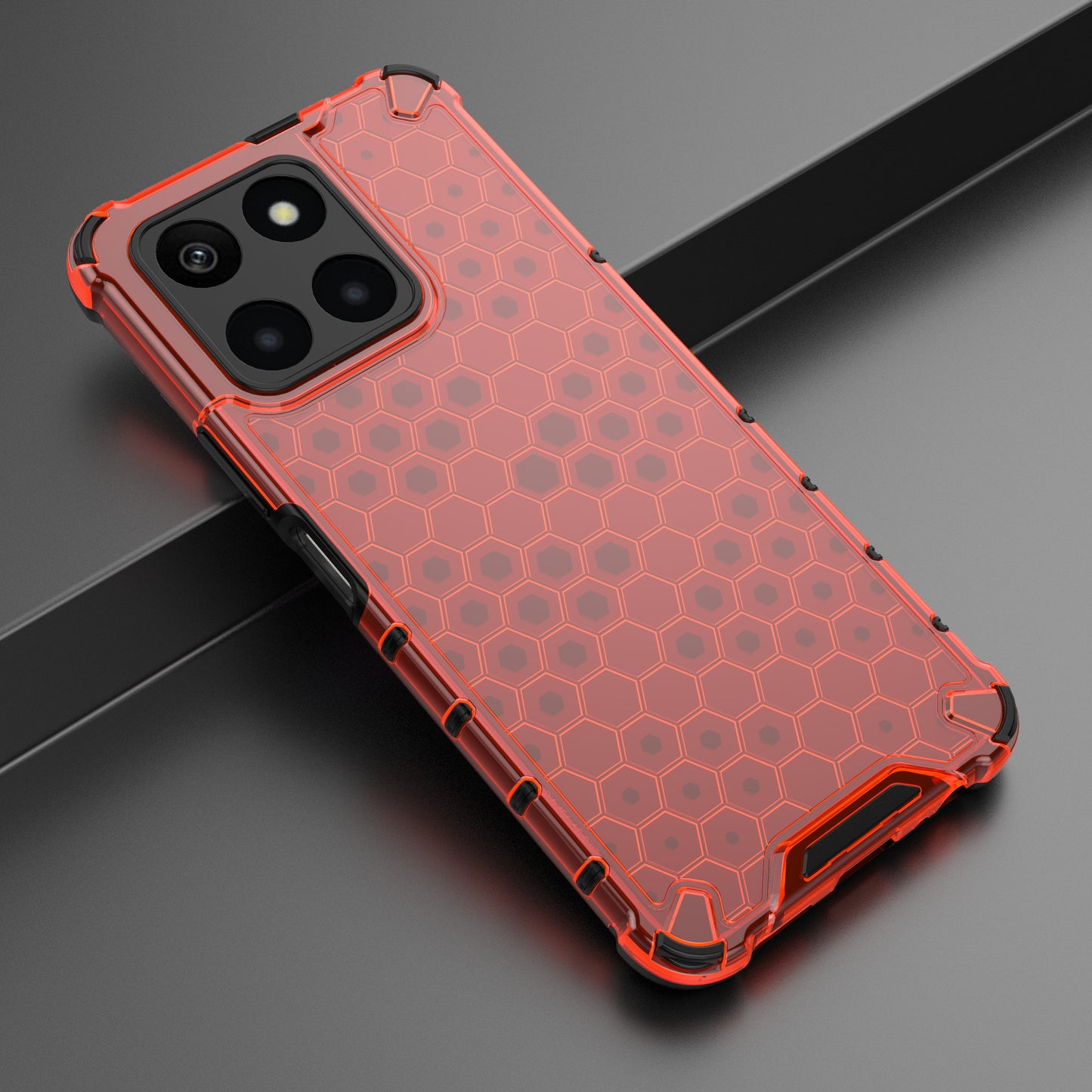 For Honor X6a 4G Case Honeycomb Texture TPU+PC Mobile Phone Cover