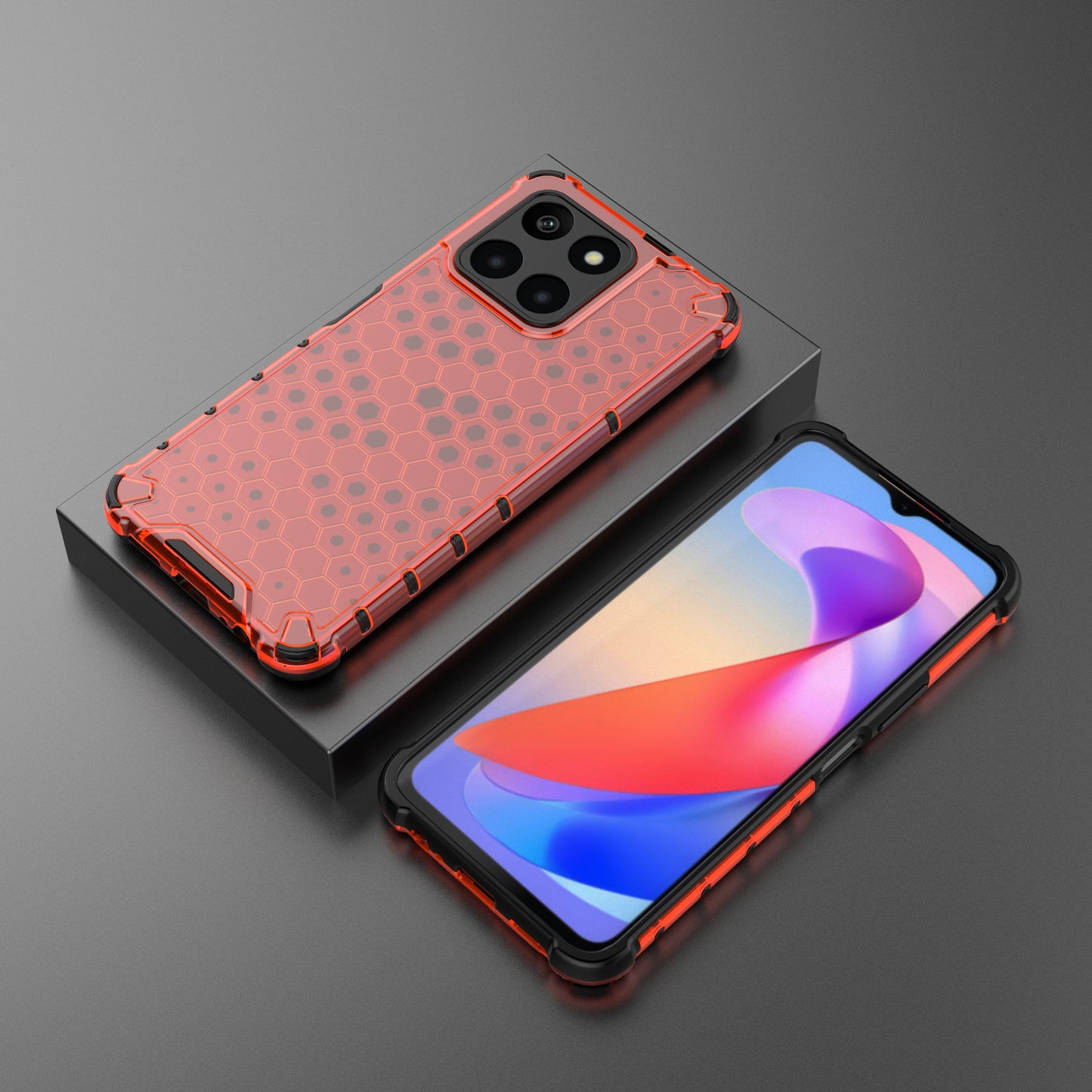 For Honor X6a 4G Case Honeycomb Texture TPU+PC Mobile Phone Cover