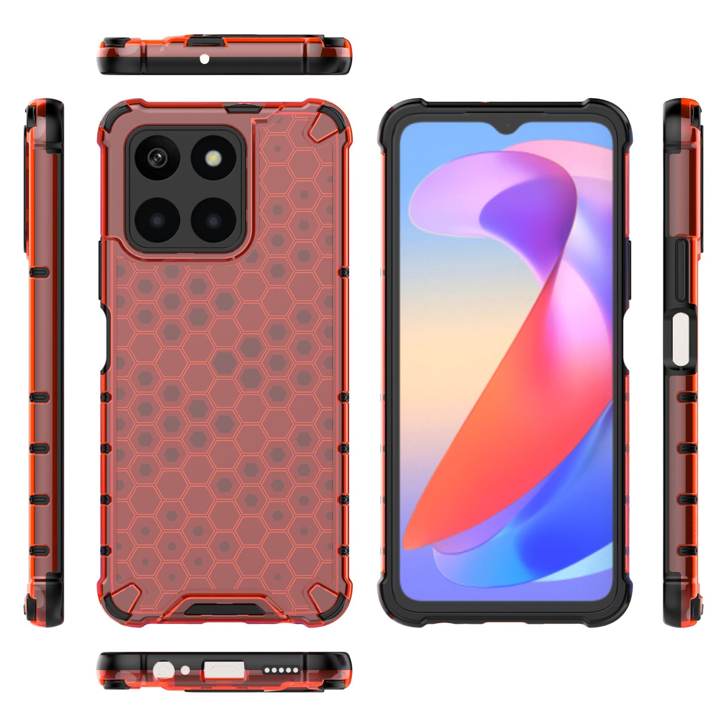 For Honor X6a 4G Case Honeycomb Texture TPU+PC Mobile Phone Cover