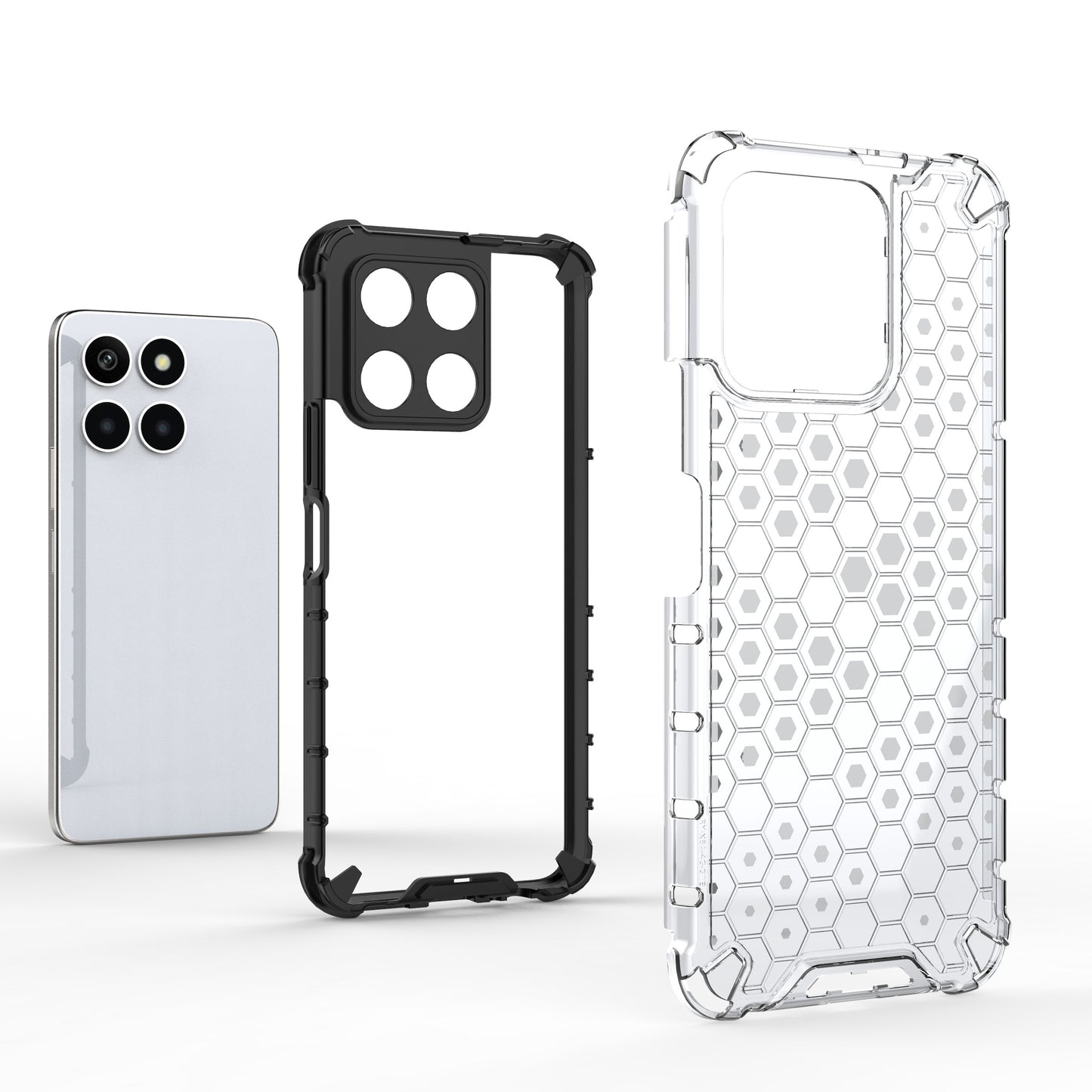 For Honor X6a 4G Case Honeycomb Texture TPU+PC Mobile Phone Cover