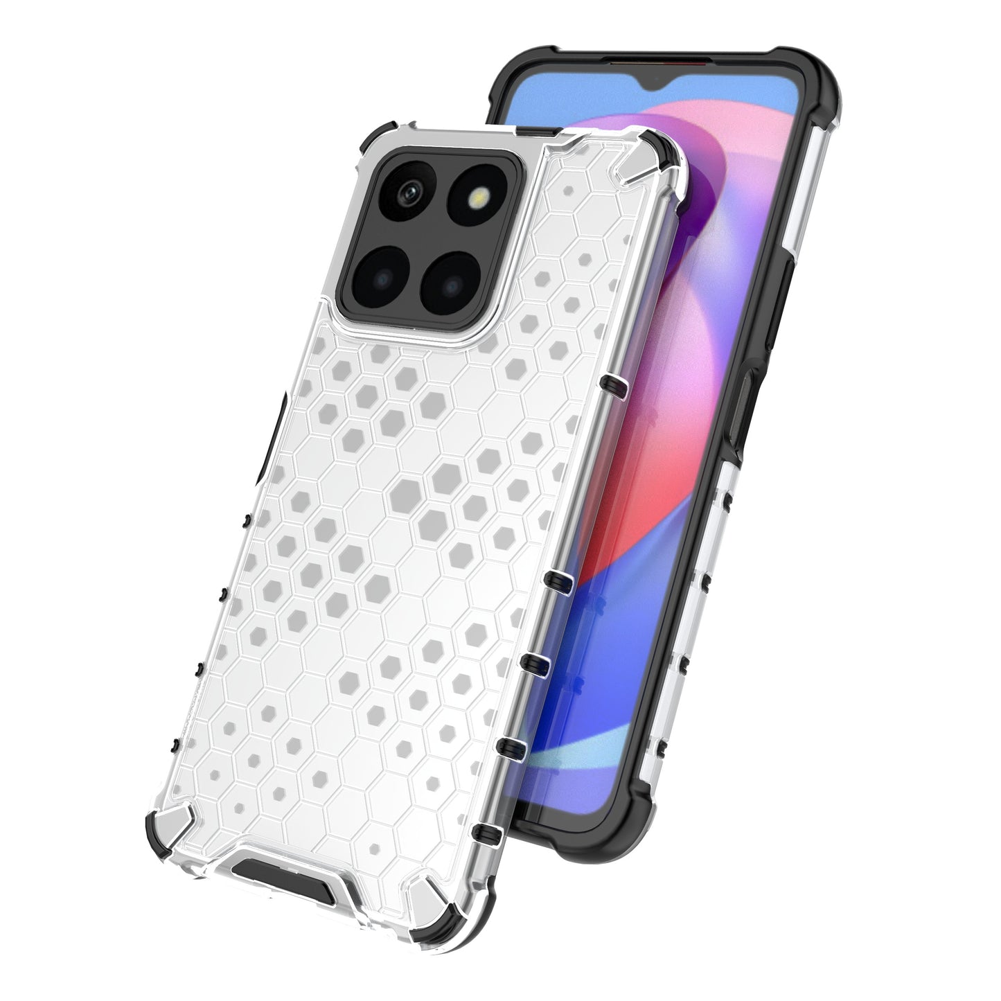For Honor X6a 4G Case Honeycomb Texture TPU+PC Mobile Phone Cover